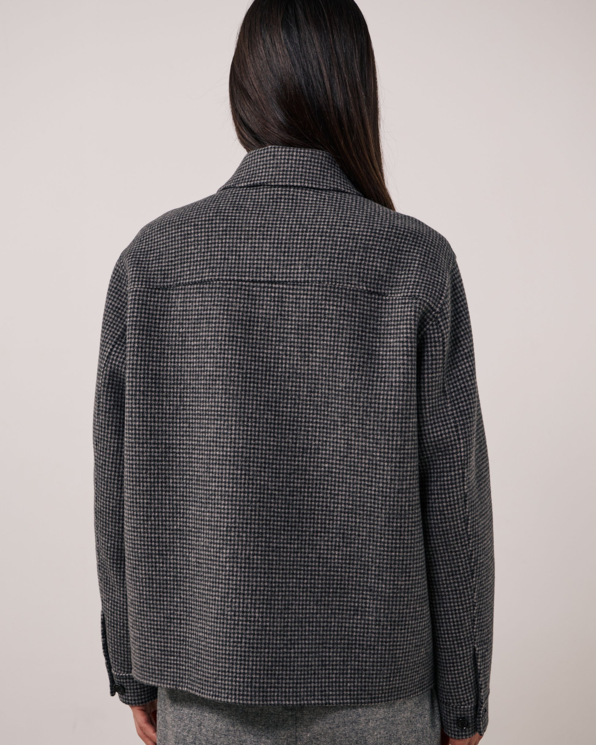 Veste Homme en Laine Double Face à Carreaux Gris Dary