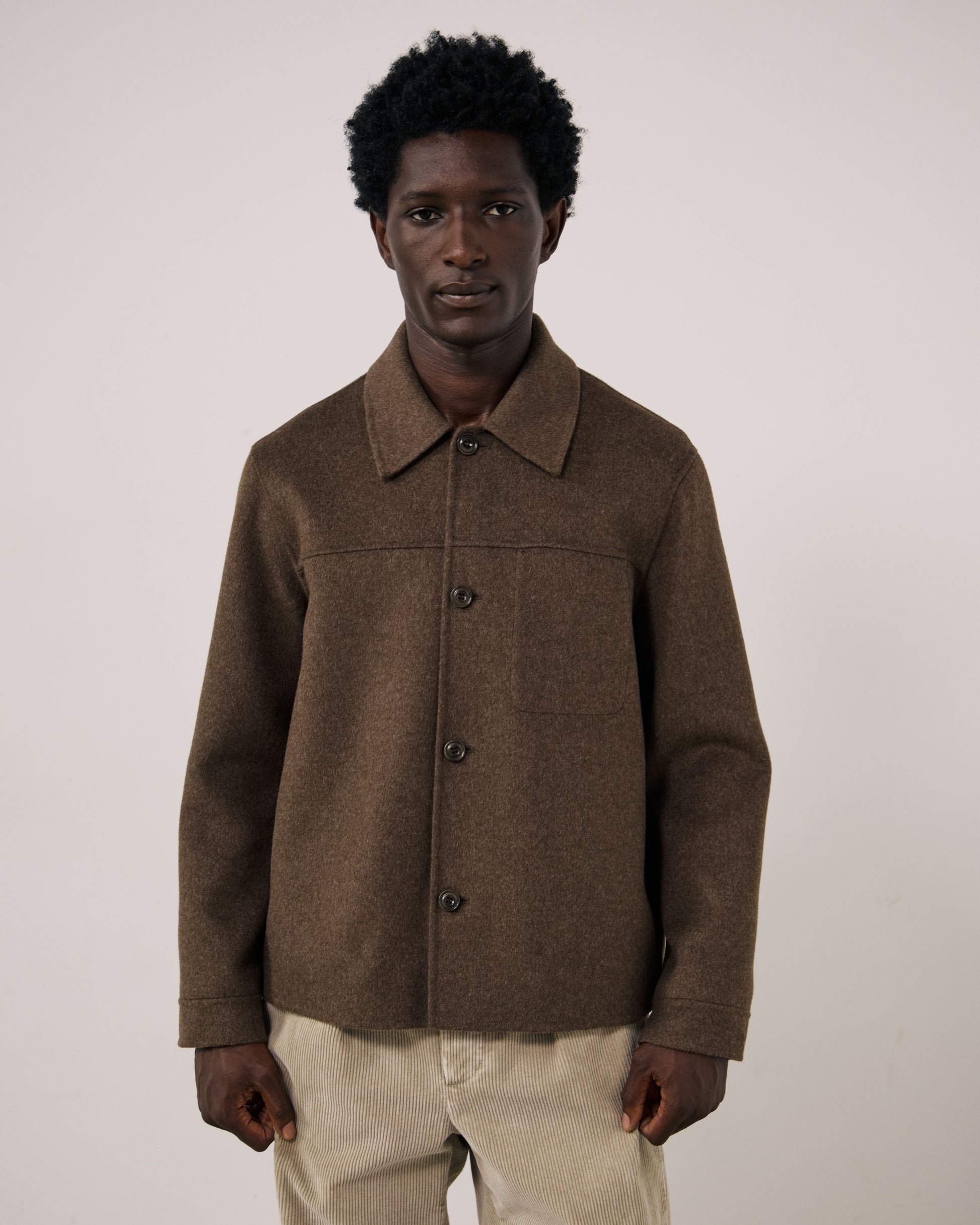 Veste Homme en Laine Double Face Marron Dary