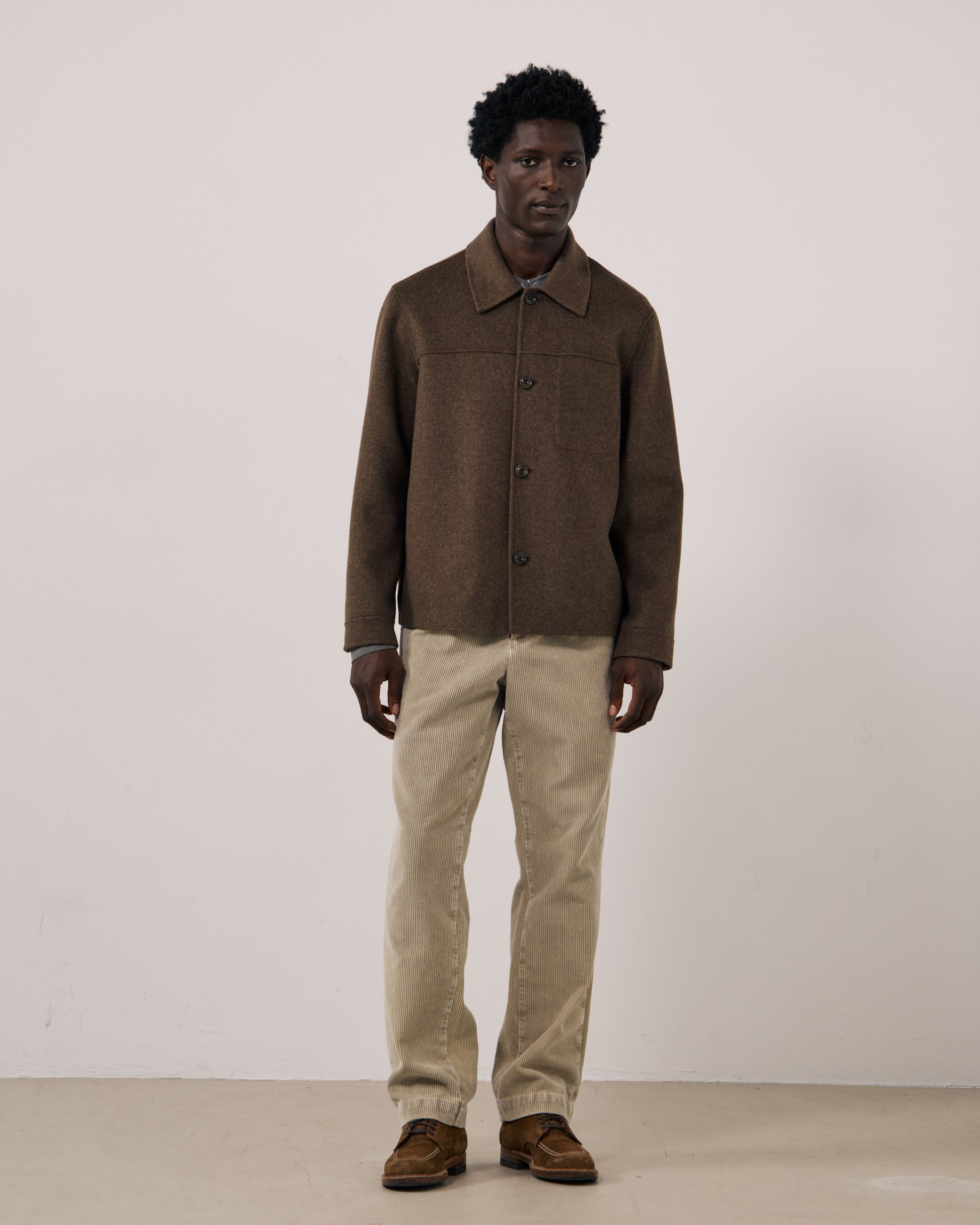 Veste Homme en Laine Double Face Marron Dary