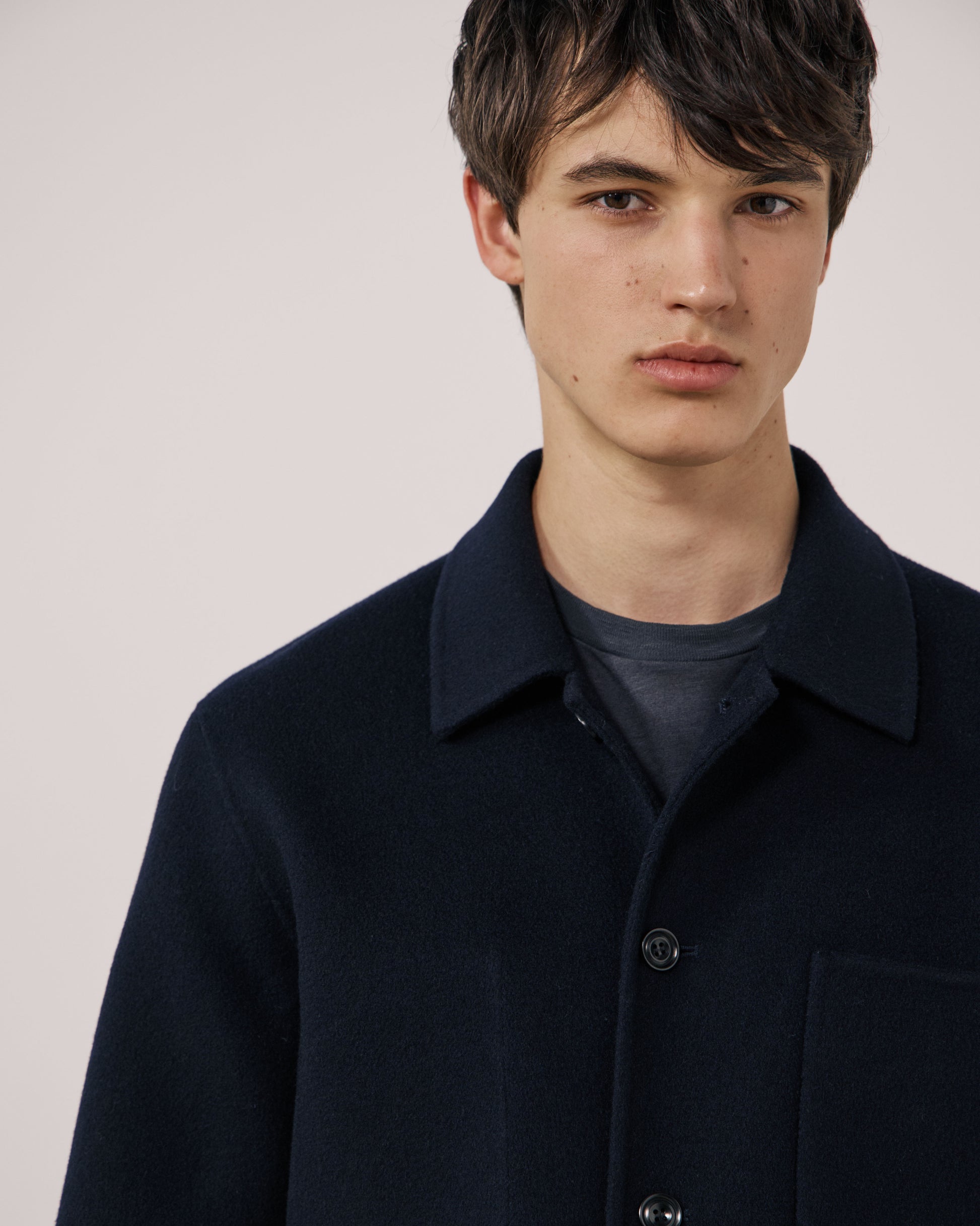 Veste Homme en Laine Double Face Bleu Marine Jay