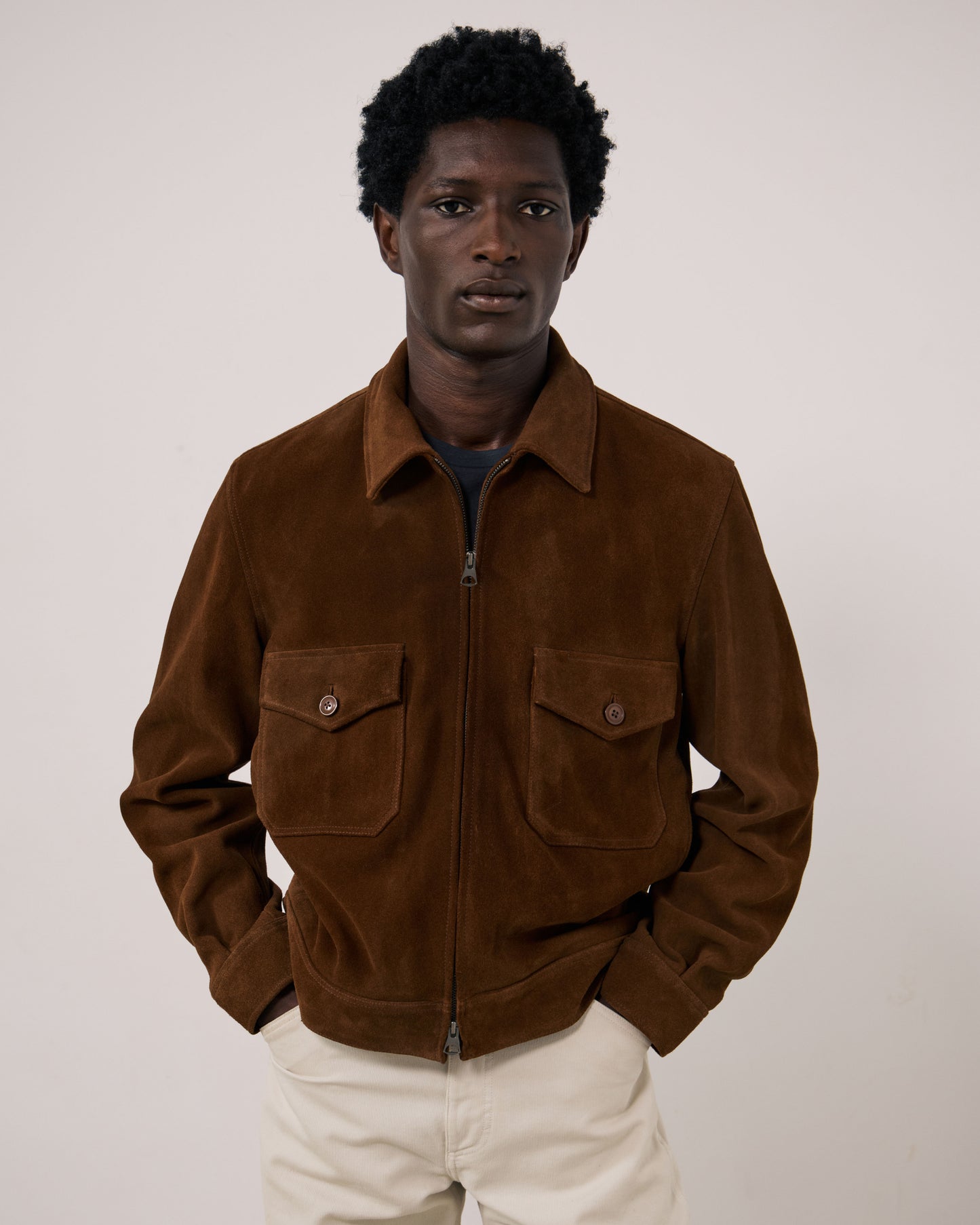 Blouson Homme en Cuir Suédé Marron Dickson