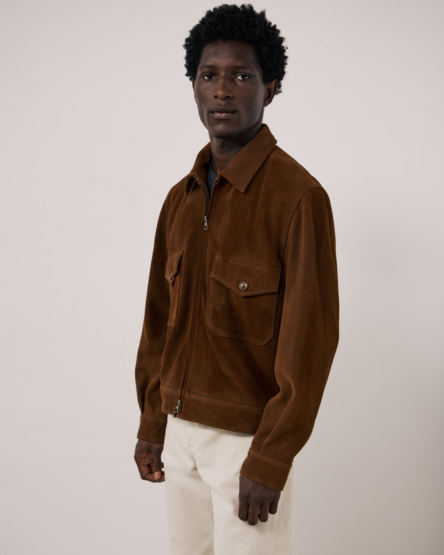 Blouson Homme en Cuir Suédé Marron Dickson