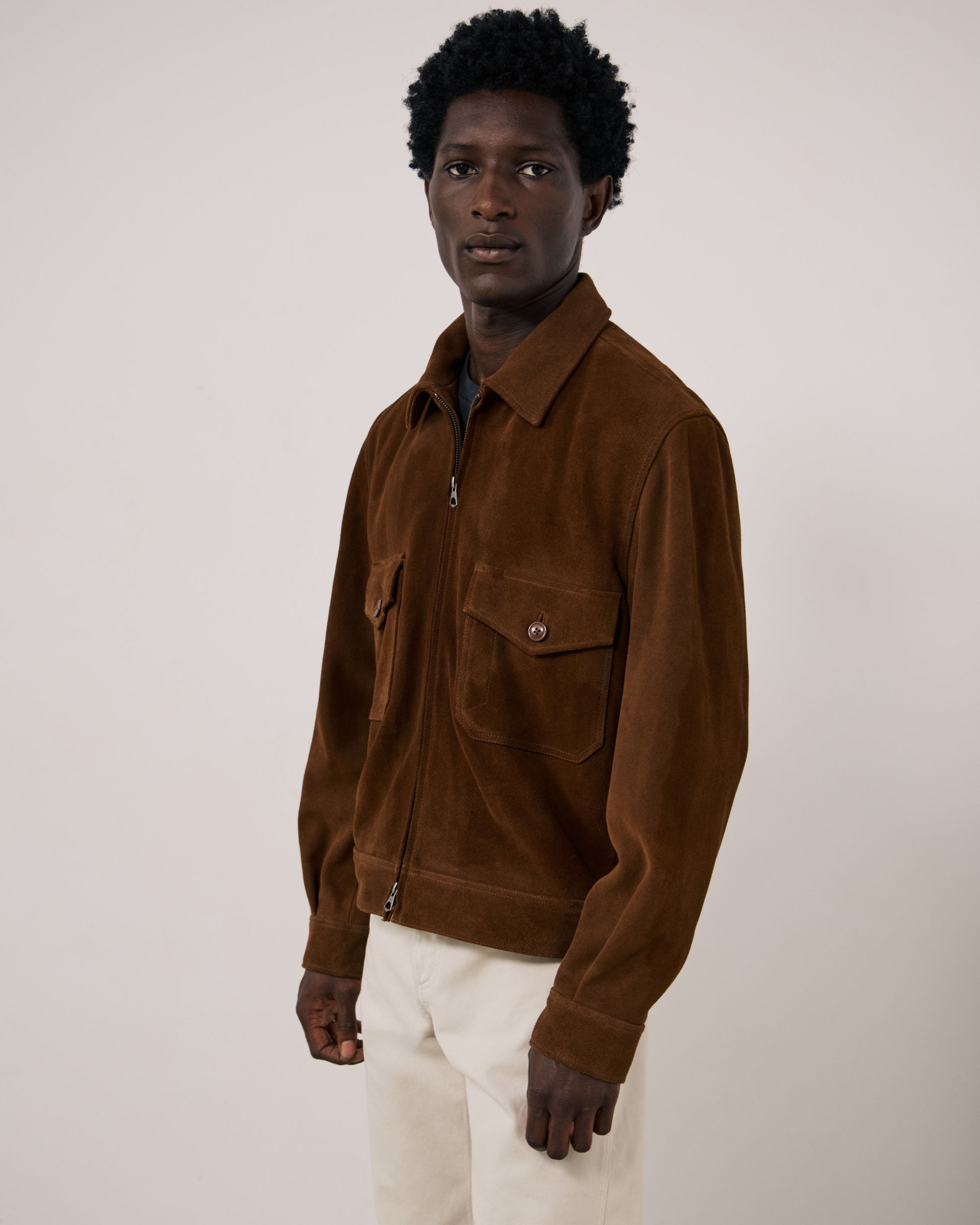 Blouson Homme en Cuir Suédé Marron Dickson
