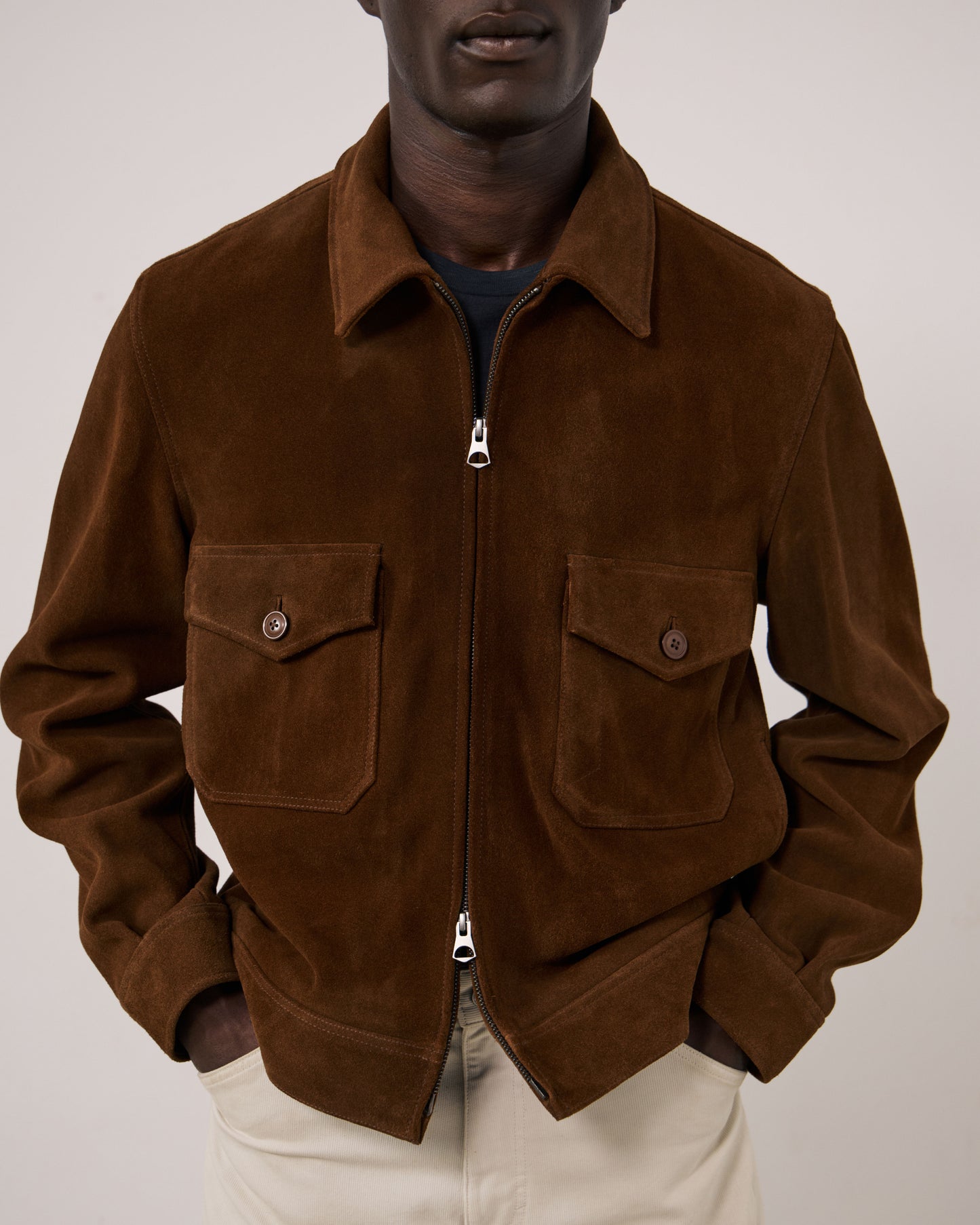 Blouson Homme en Cuir Suédé Marron Dickson