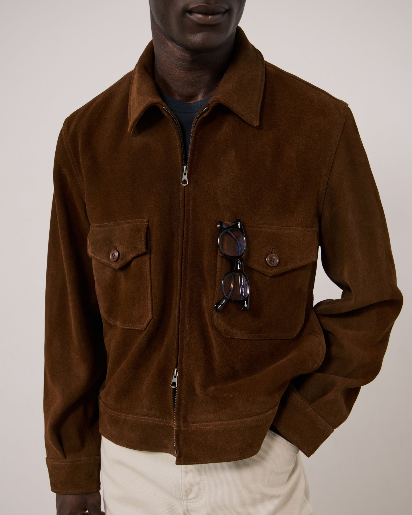 Blouson Homme en Cuir Suédé Marron Dickson