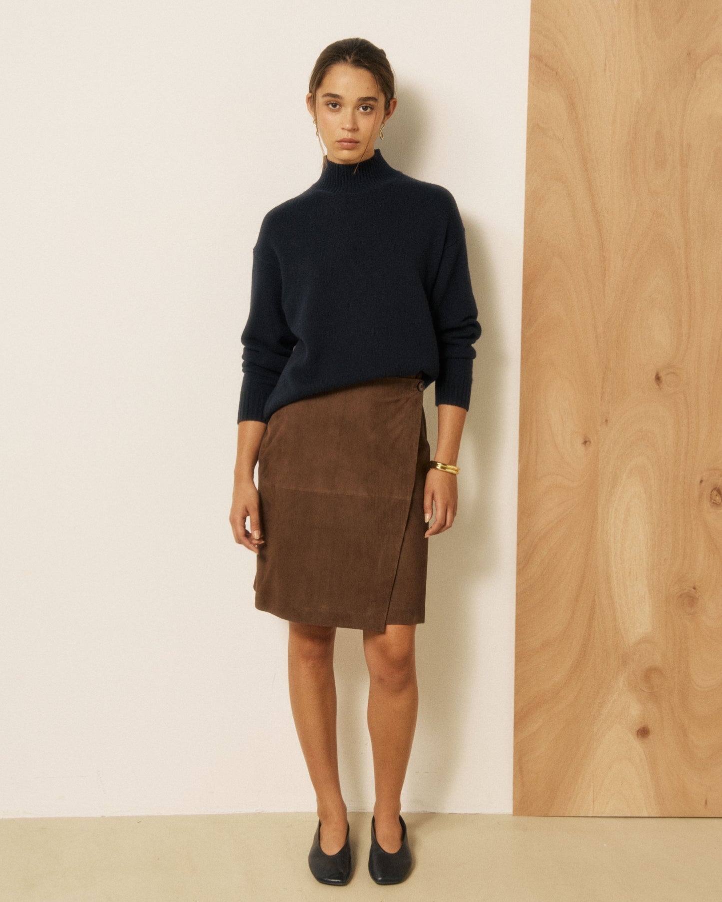 Jupe Femme en Cuir Suédé Marron Jane