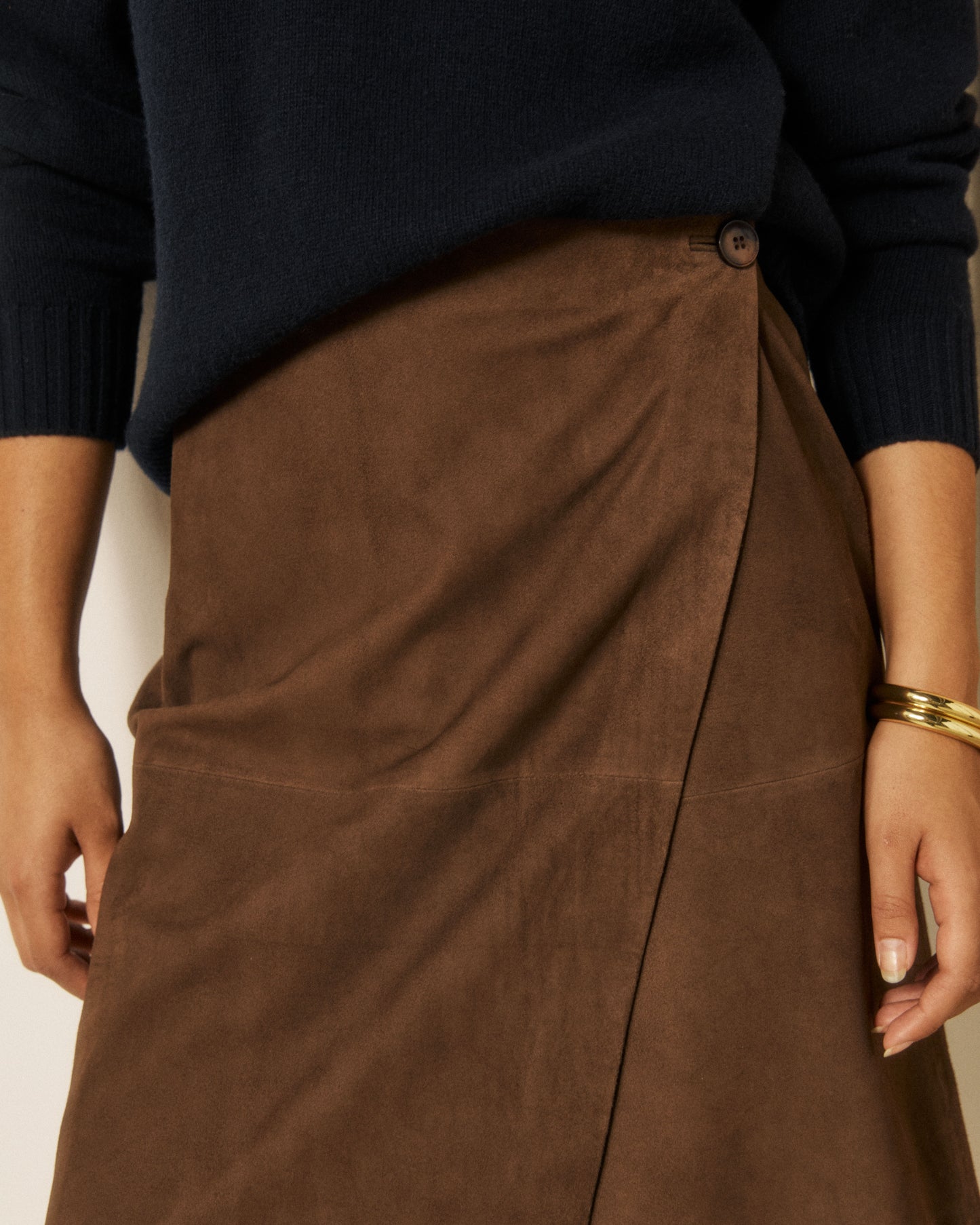 Jupe Femme en Cuir Suédé Marron Jane