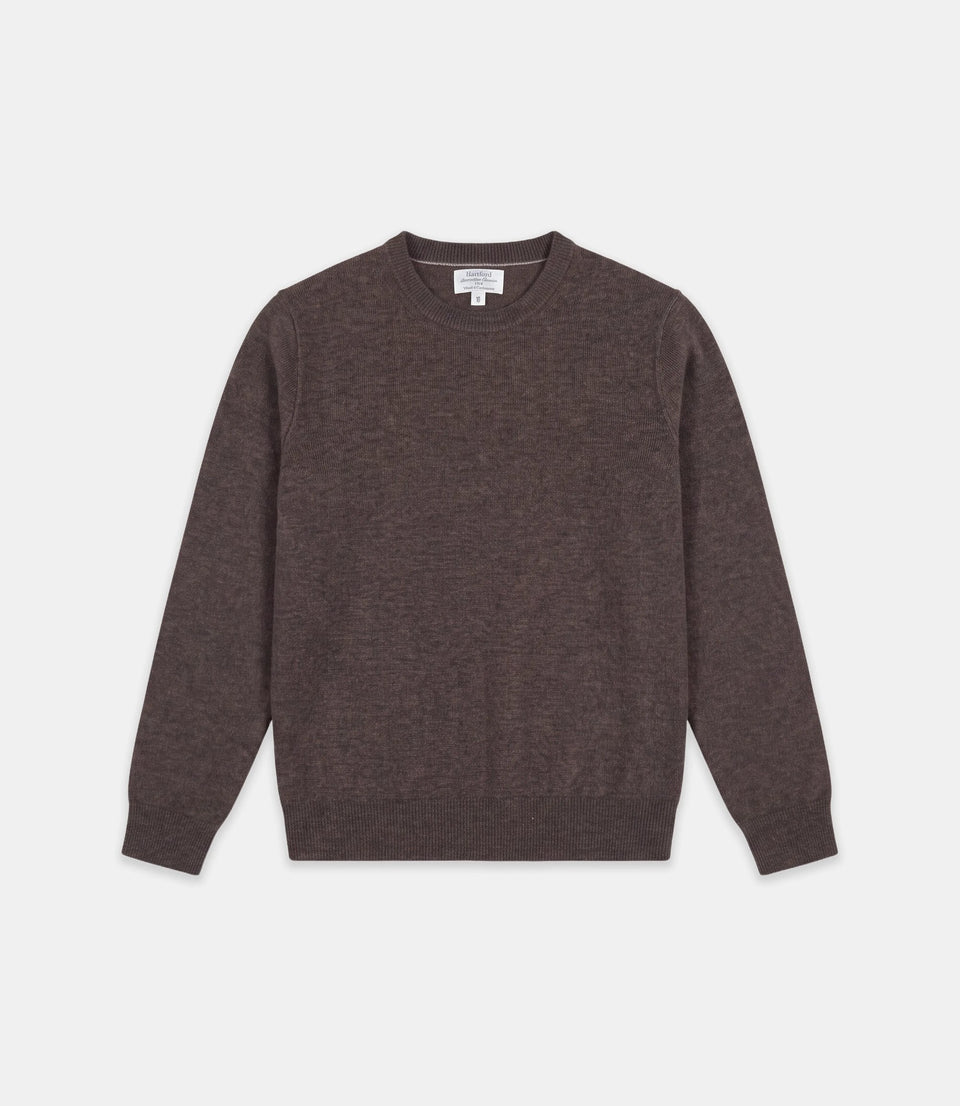 Pull Garçon en Laine & Cachemire Taupe Crew - Image principale