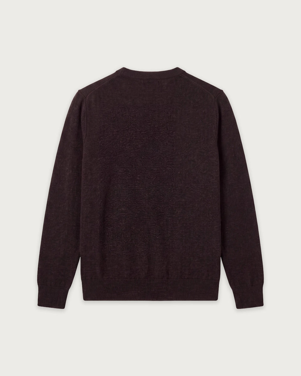 Pull Garçon en Laine & Cachemire Marron Crew - Image 2