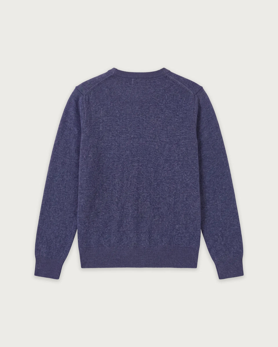 Pull Garçon en Laine & Cachemire Bleu Indigo Crew - Image 2