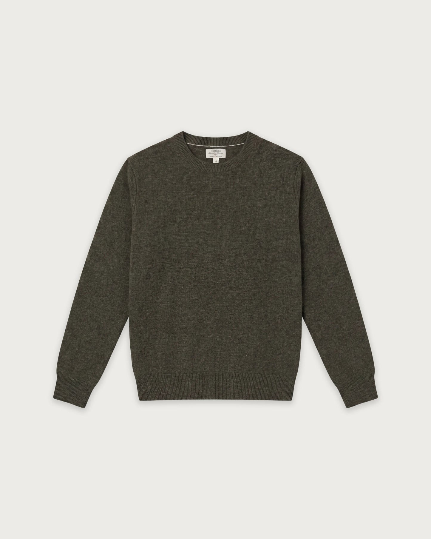 Pull Garçon en Laine & Cachemire Vert Militaire Crew