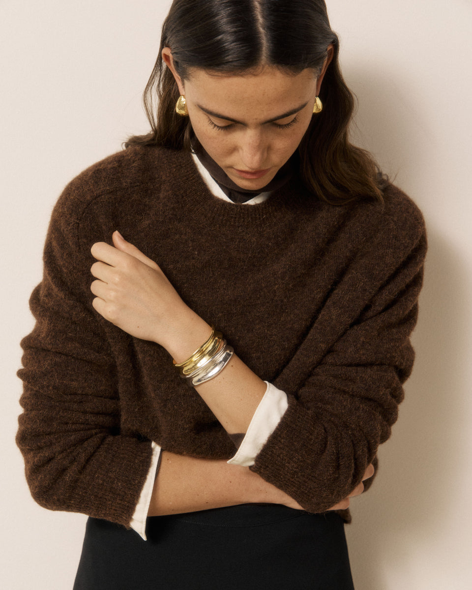 Maglione da donna in lana di alpaca e merino cioccolato Mahary - Image 3