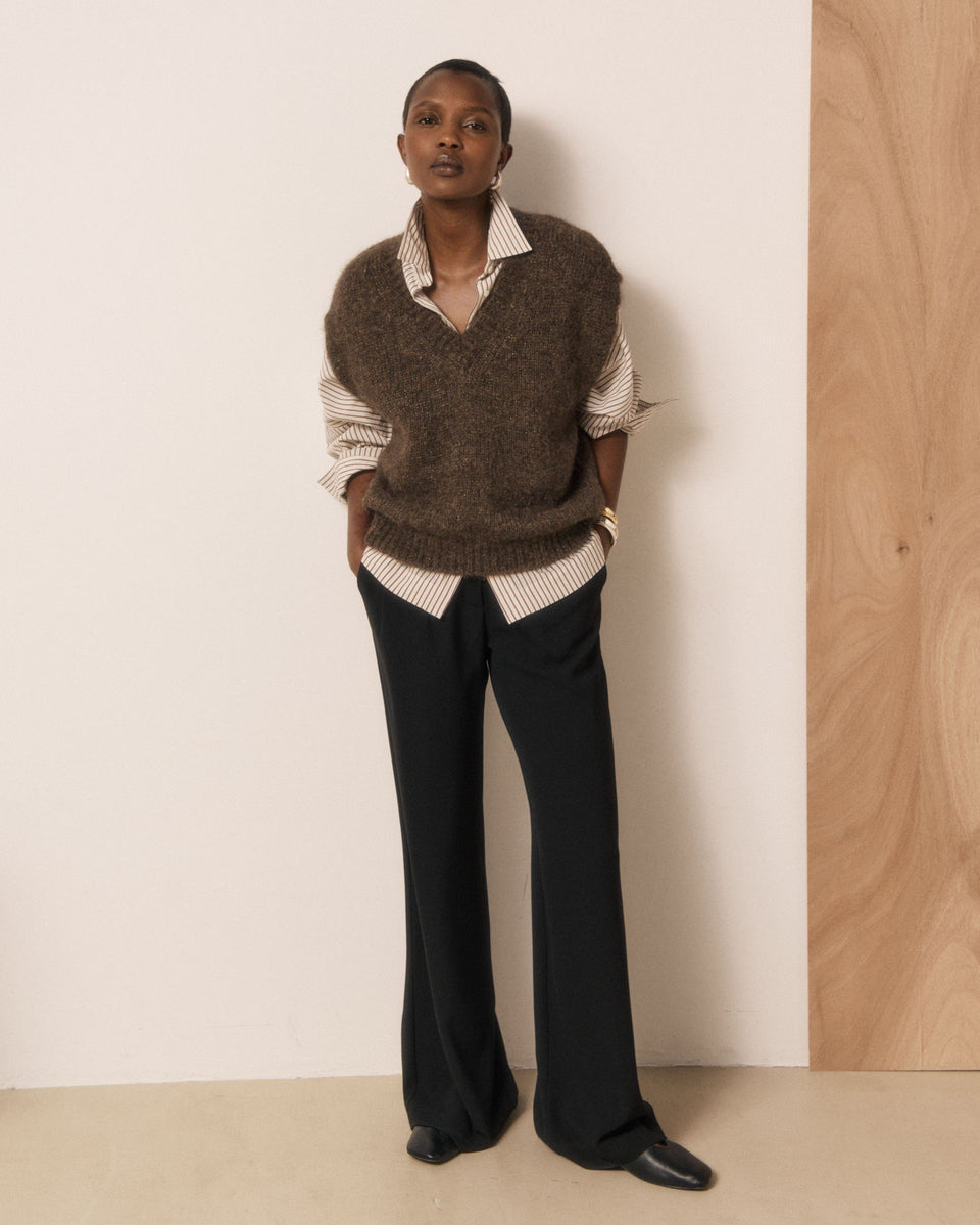 Maglione da donna in lana di alpaca e merino cioccolato Miora - Image 2