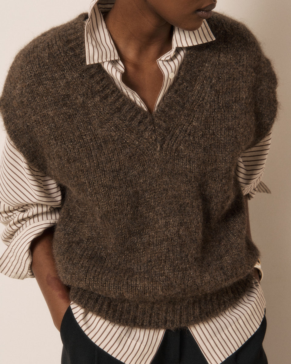 Maglione da donna in lana di alpaca e merino cioccolato Miora - Image 3