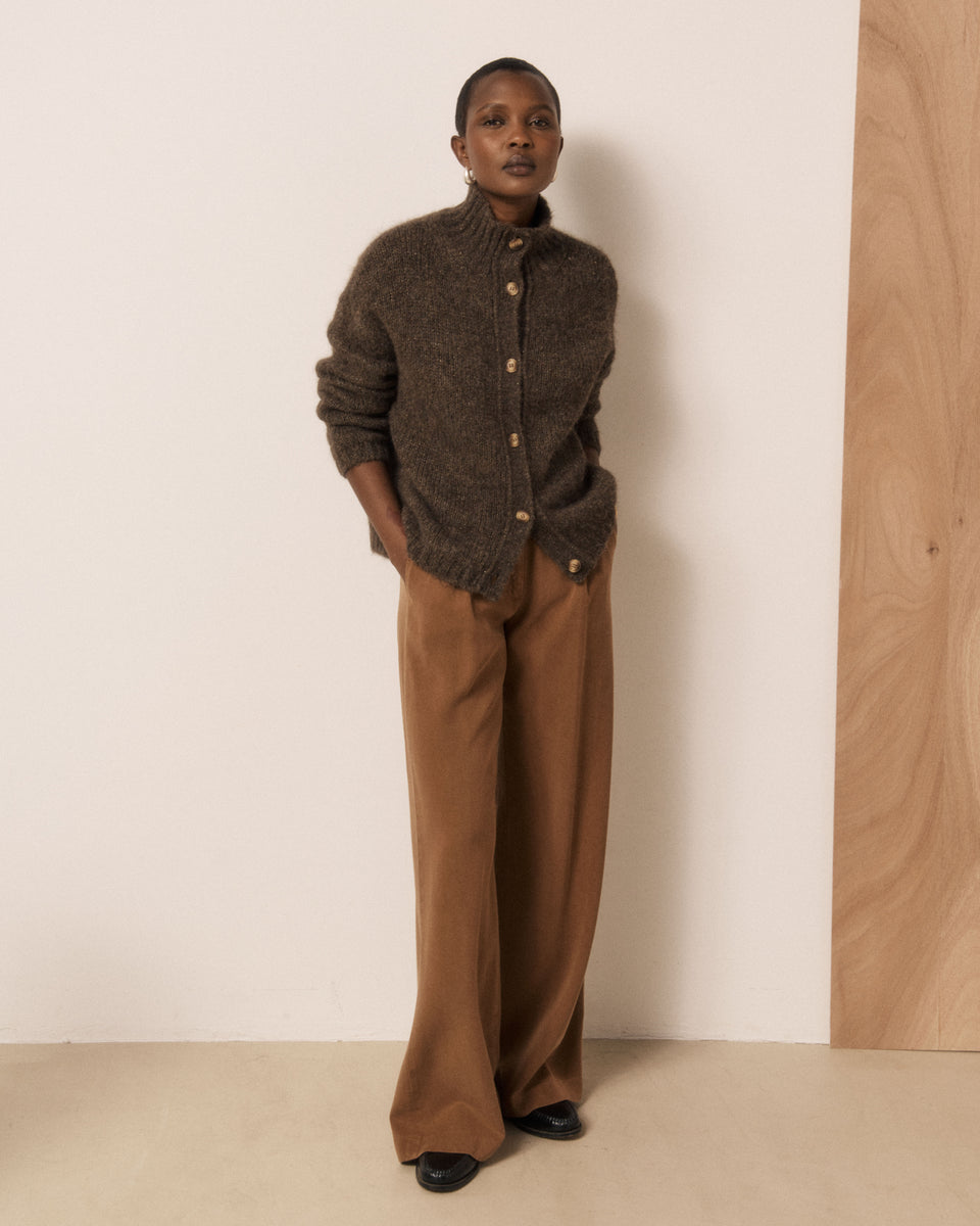 Cardigan Femme en Laine d'Alpaga & Mérinos Chocolat Meteorite - Image 2