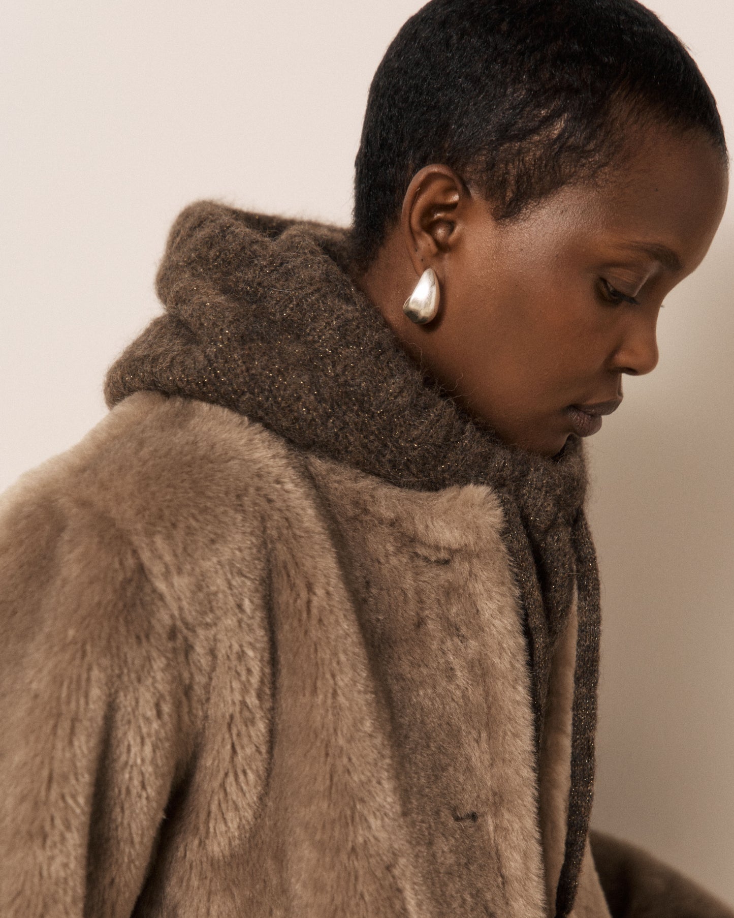 Cagoule Femme en Laine d'Alpaga & Mérinos Chocolat Meva