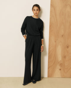 Pantalon Femme en Laine Mérinos Noir Mever