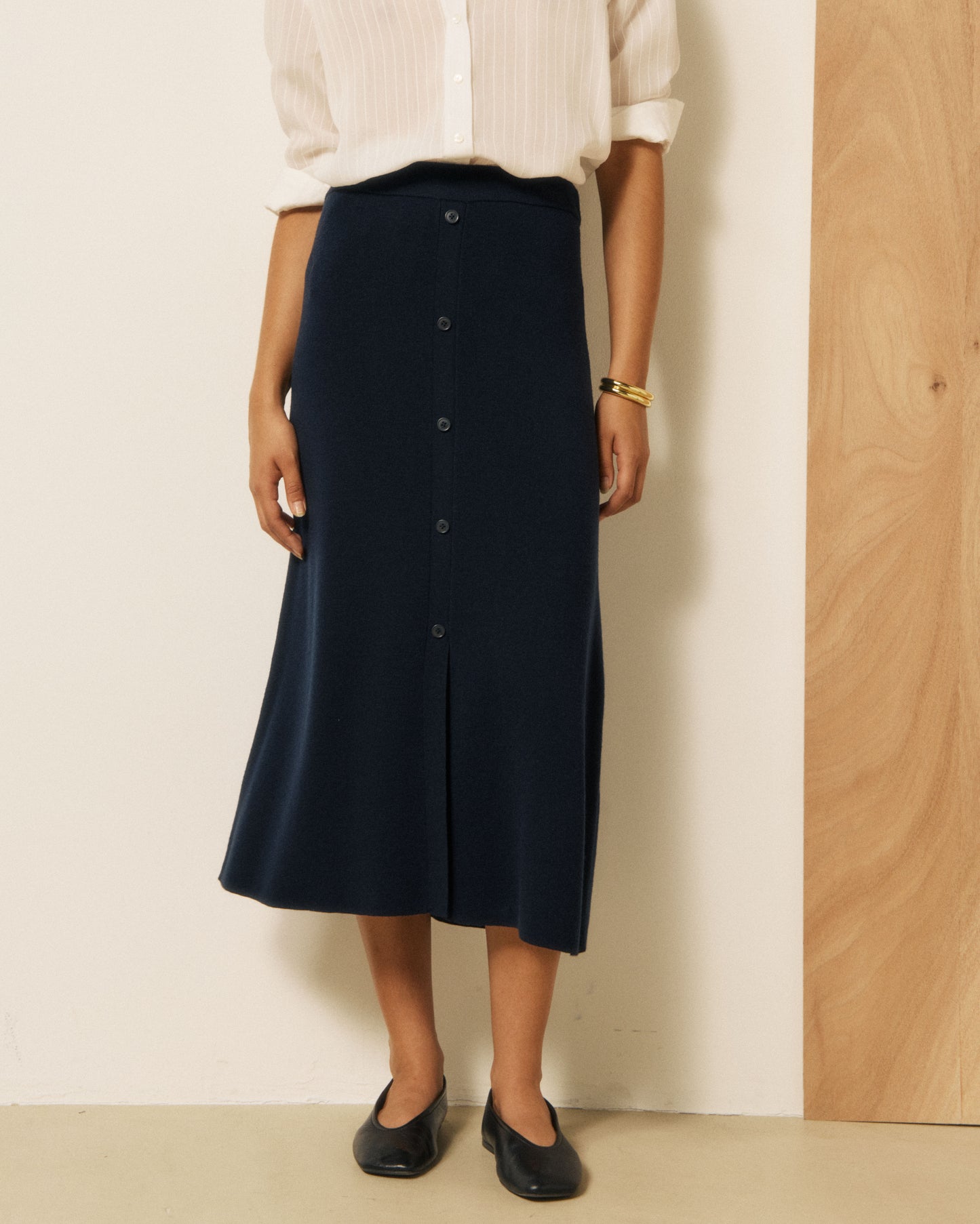 Jupe Femme en Laine Mérinos Bleu Nuit Melka