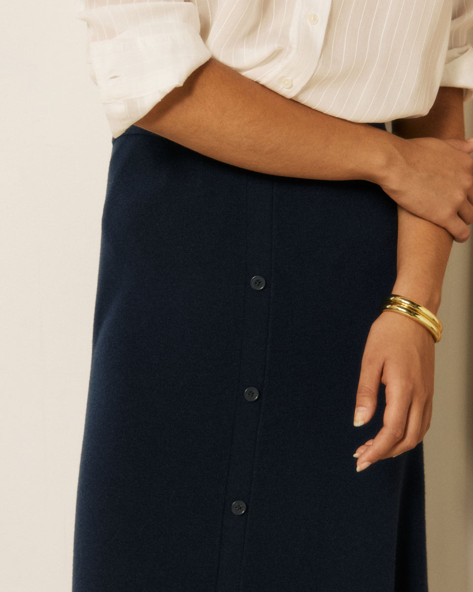 Gonna da donna in lana merino blu notte Melka - Image 3