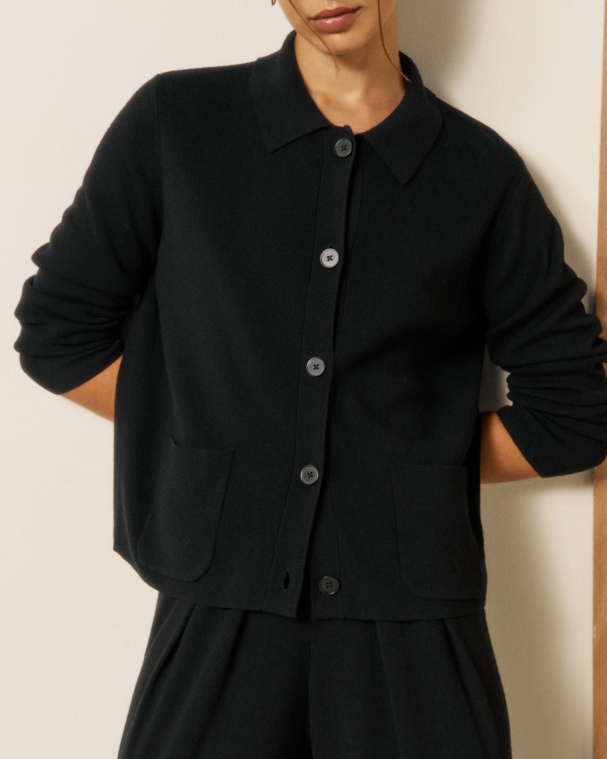 Chemise Femme en Laine Mérinos Noir Medaline