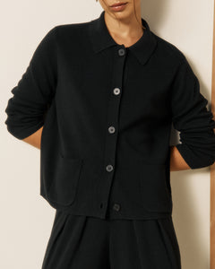 Chemise Femme en Laine Mérinos Noir Medaline