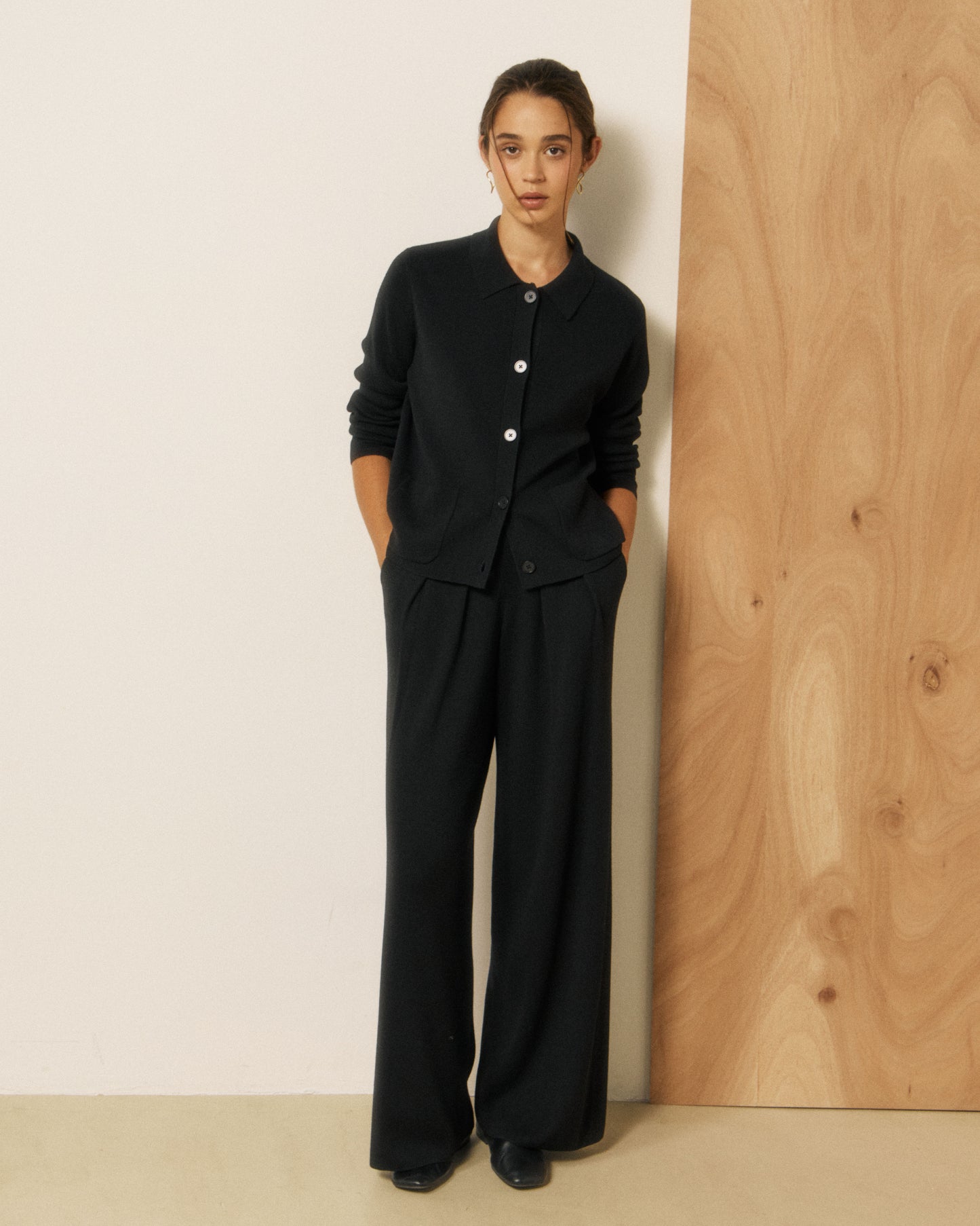 Chemise Femme en Laine Mérinos Noir Medaline