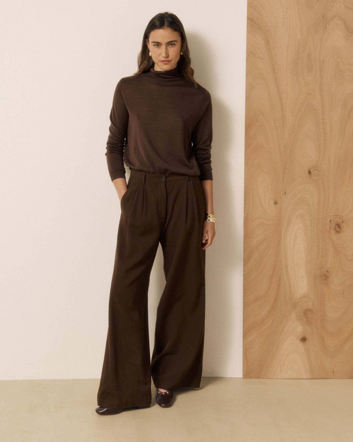 Pull Femme en Laine Mérinos Chocolat Myrfa
