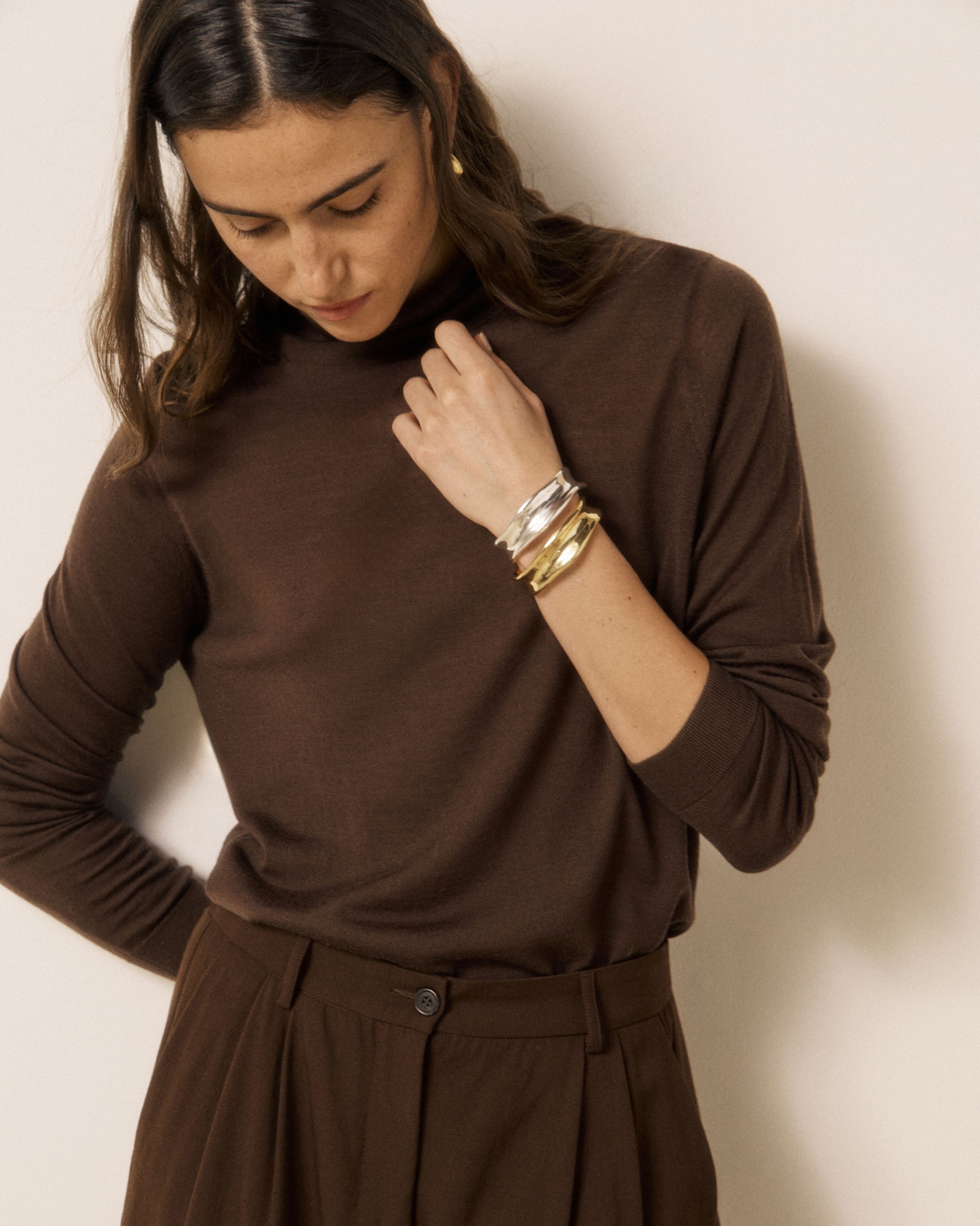 Pull Femme en Laine Mérinos Chocolat Myrfa