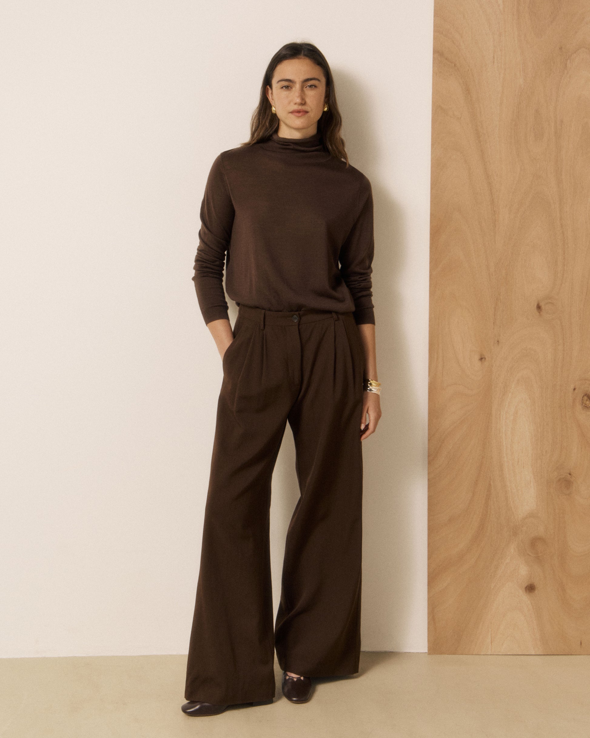 Pull Femme en Laine Mérinos Chocolat Myrfa