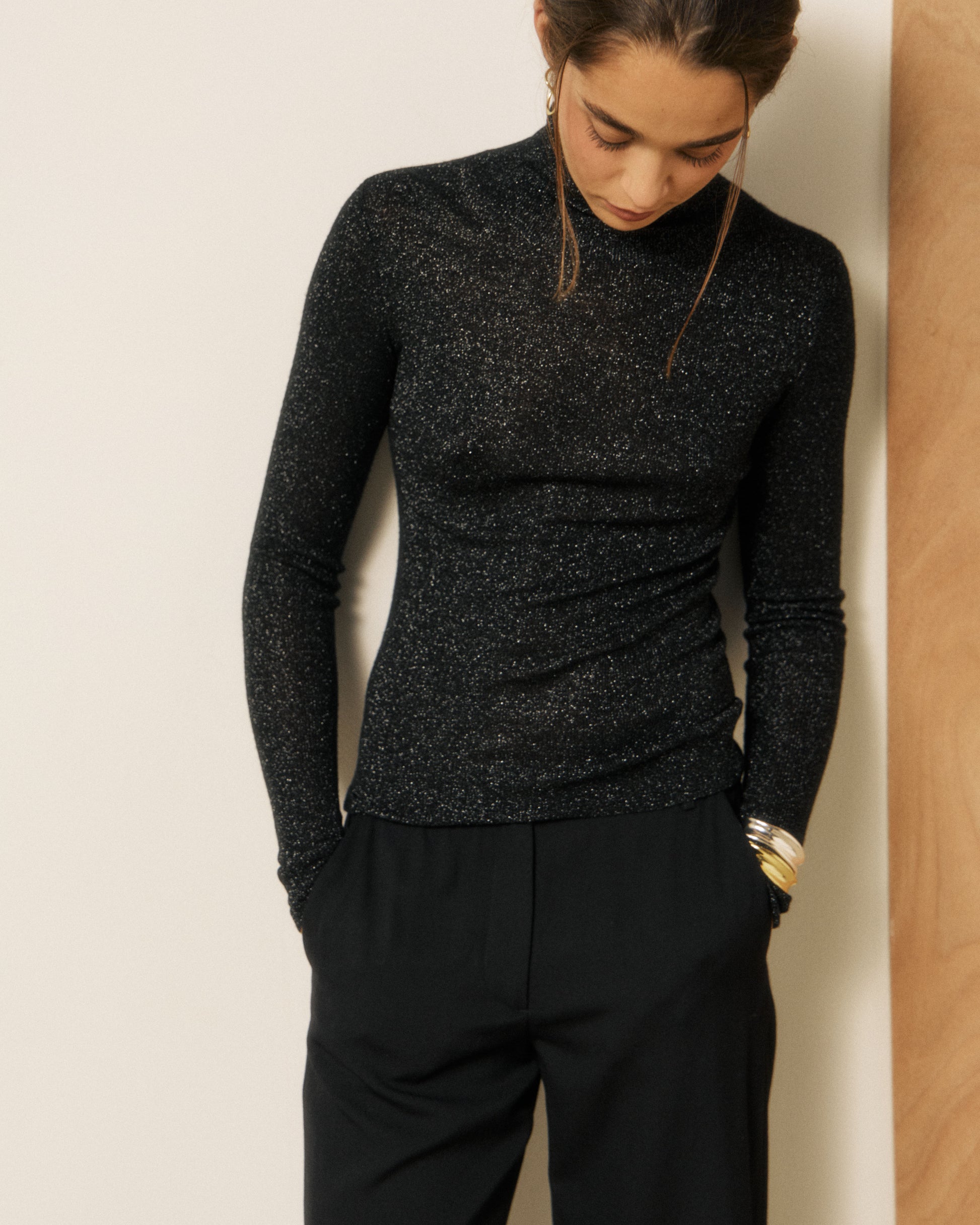 Pull Femme en Laine Superfine Noir Myliade