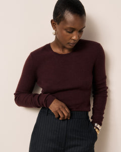 Pull Femme en Laine Mérinos & Soie & Cachemire Bordeaux Matia