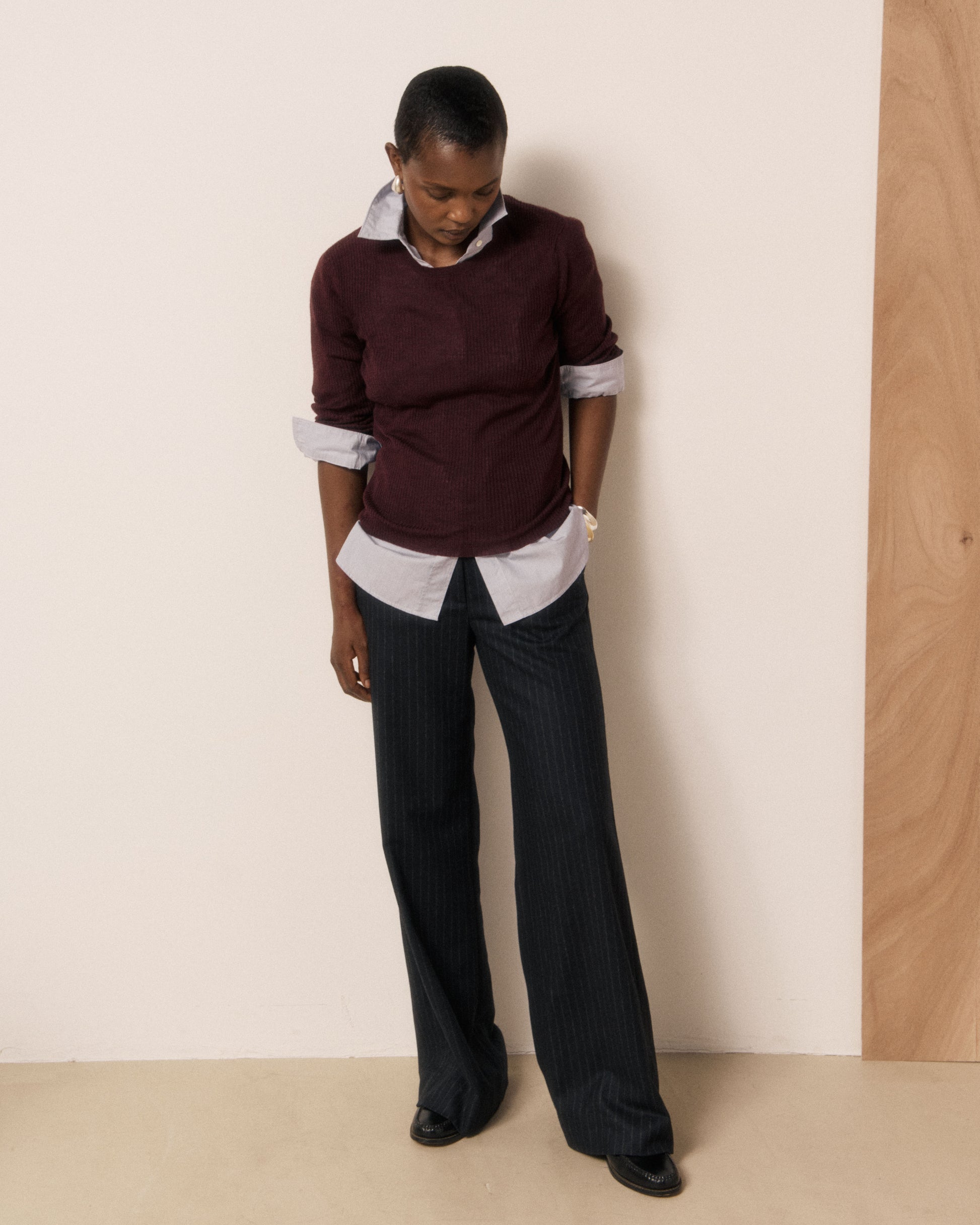 Pull Femme en Laine Mérinos & Soie & Cachemire Bordeaux Matia