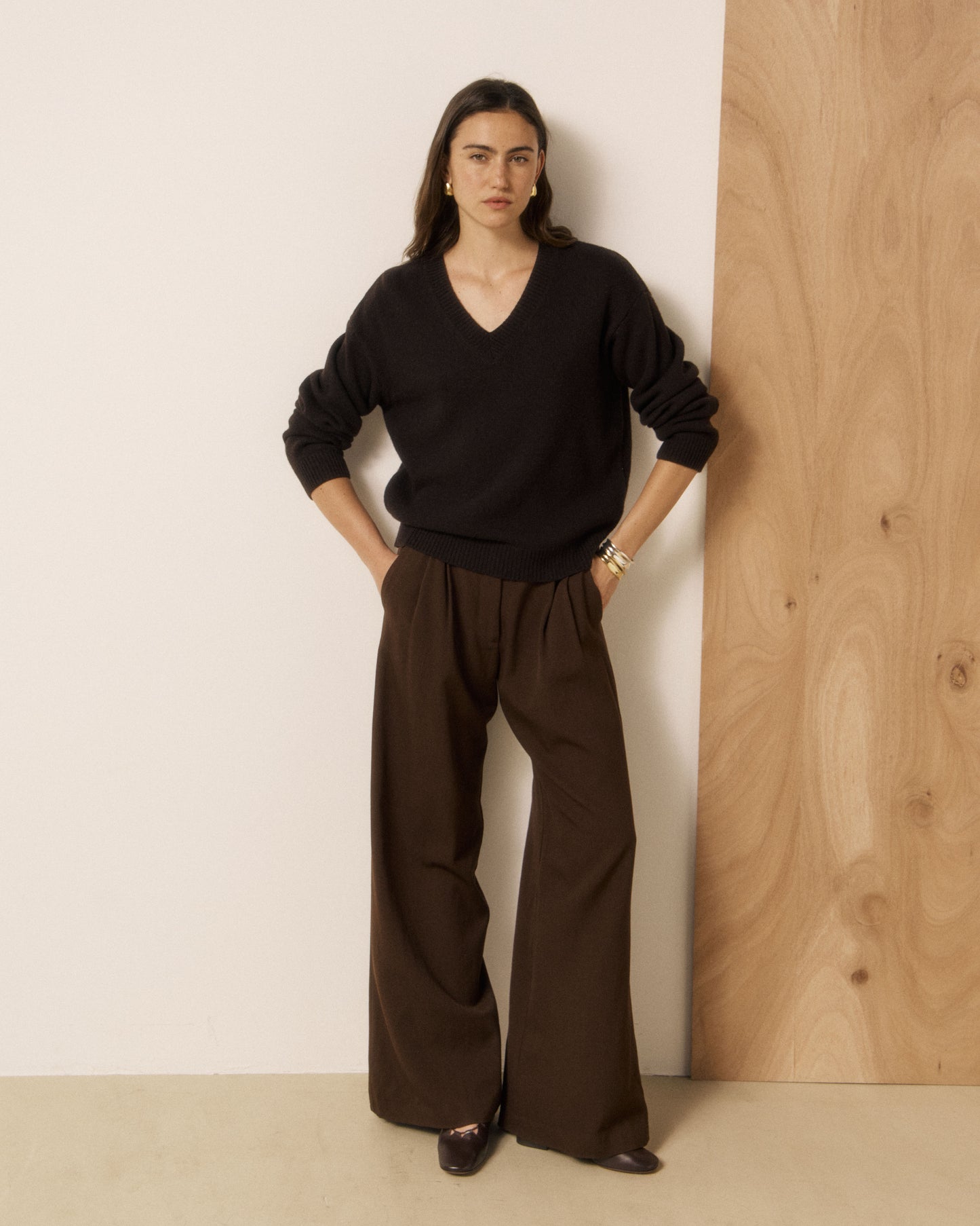 Pull Femme en Laine & Cachemire Marron Milanto