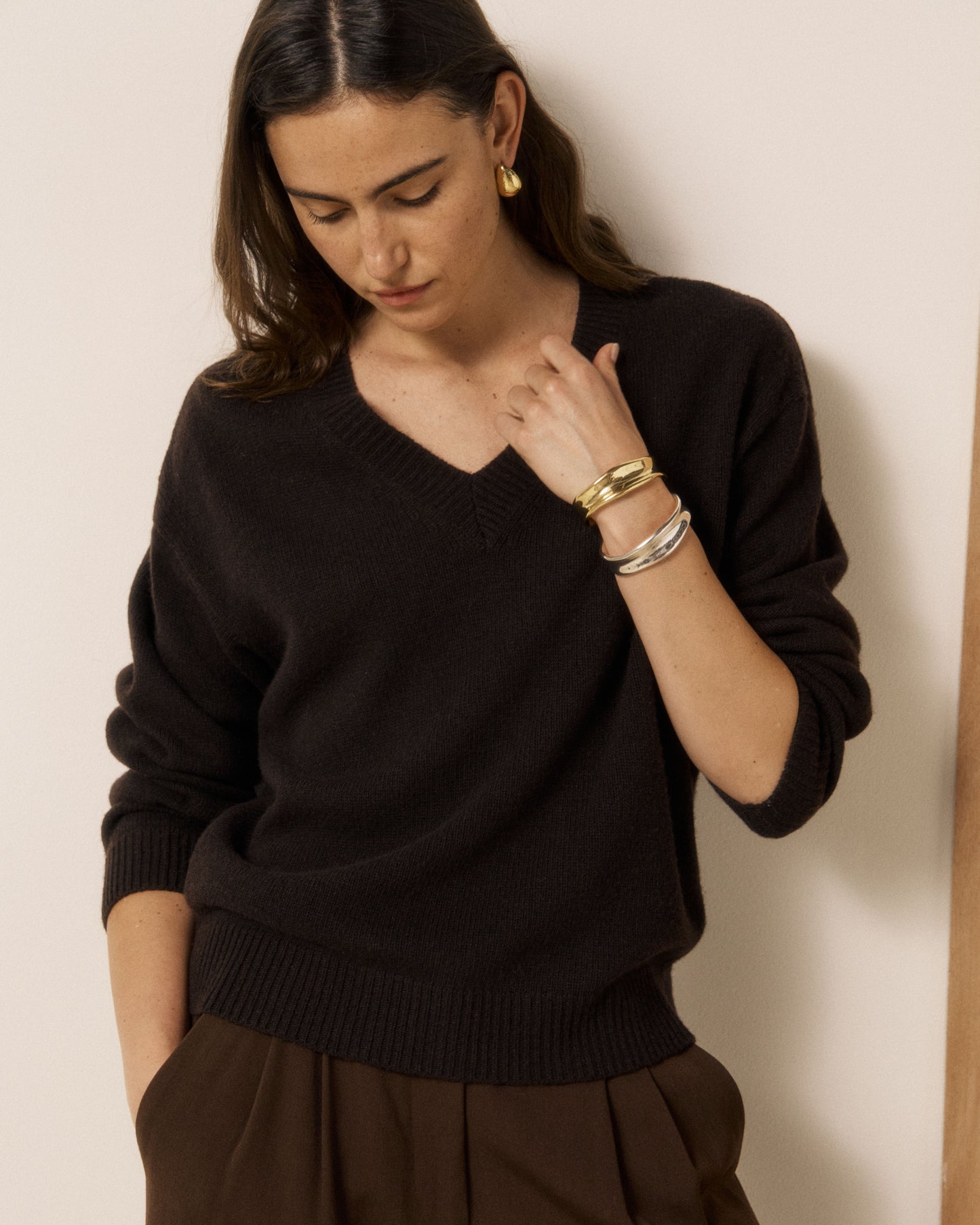 Pull Femme en Laine & Cachemire Marron Milanto