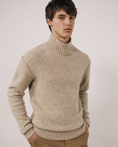 Pull Homme en Laine de Yak & Alpaga Ecru Turtle Neck
