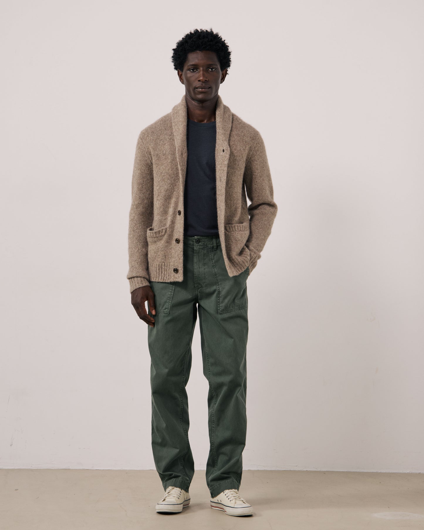 Pull Homme en Laine de Yak & Alpaga Taupe Shawl