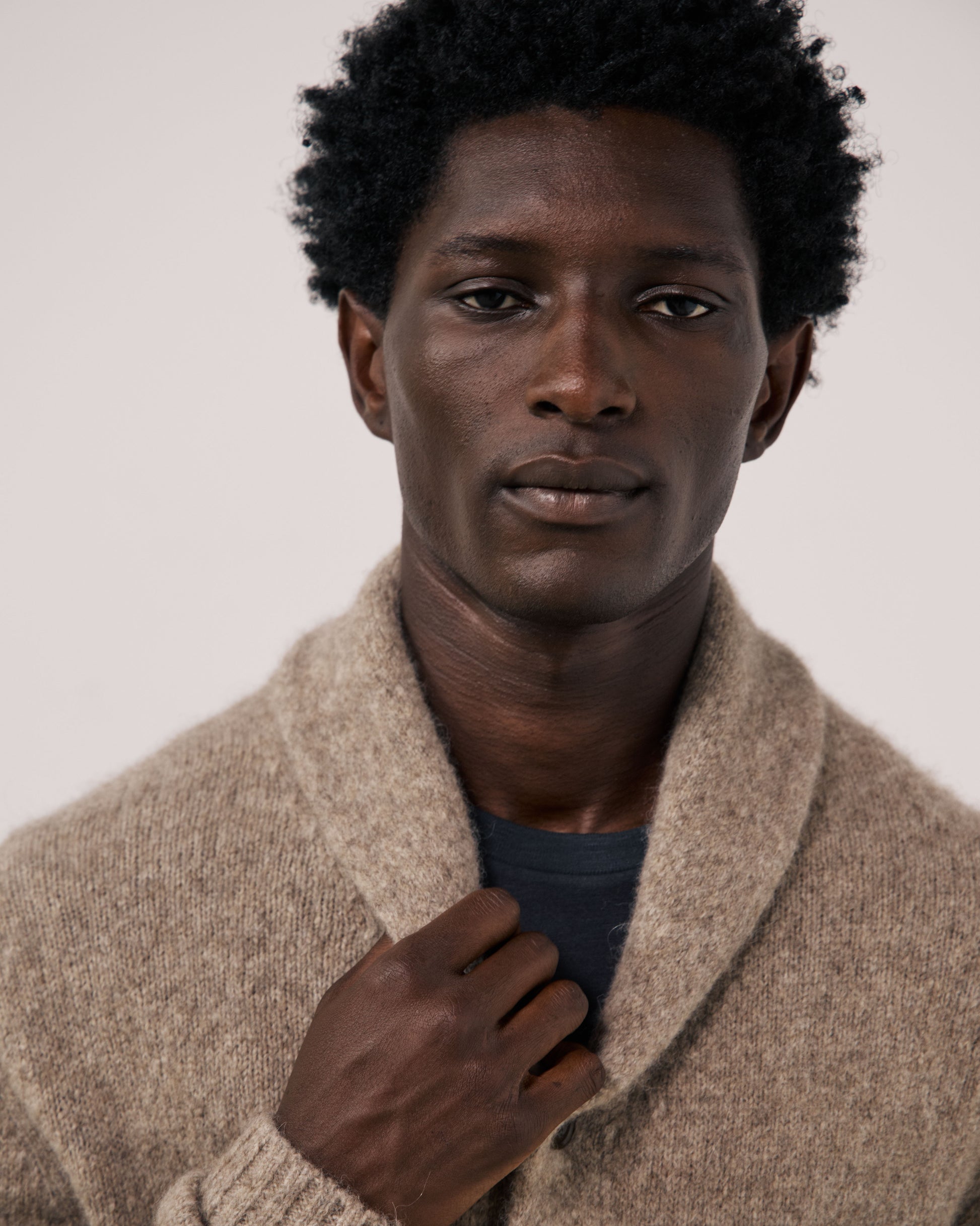 Pull Homme en Laine de Yak & Alpaga Taupe Shawl