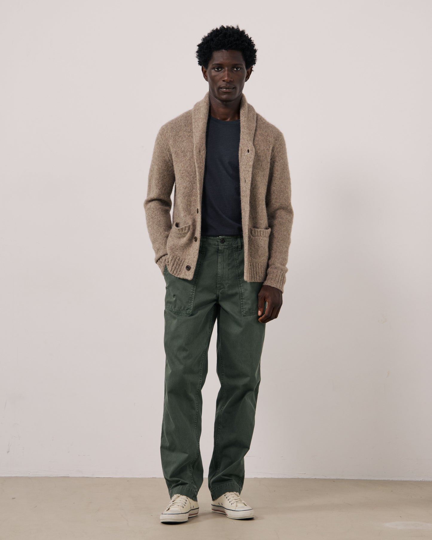 Pull Homme en Laine de Yak & Alpaga Taupe Shawl