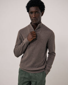 Pull Homme en Laine & Cachemire Gaufré Taupe Trucker