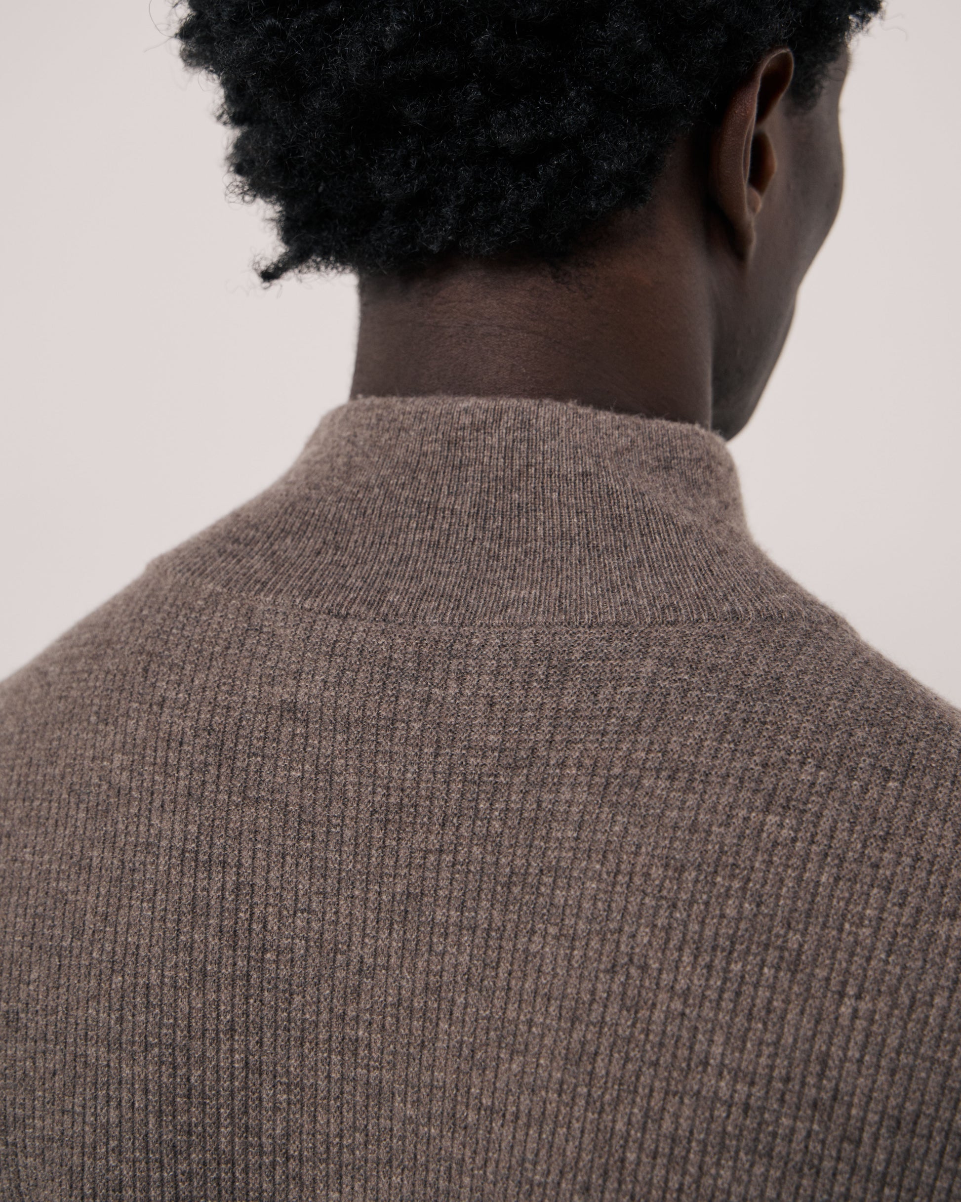 Pull Homme en Laine & Cachemire Gaufré Taupe Trucker