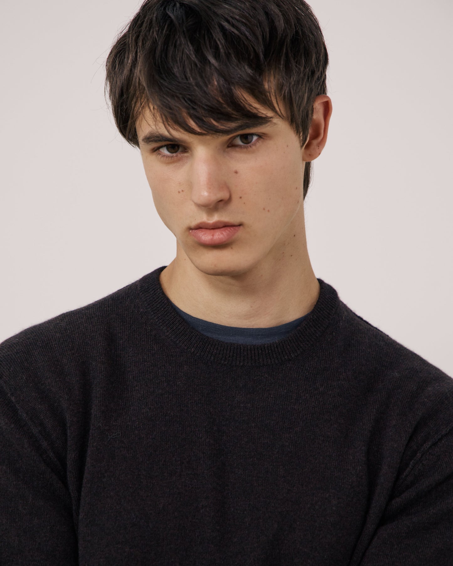 Pull Homme en Laine & Cachemire Marron Crew