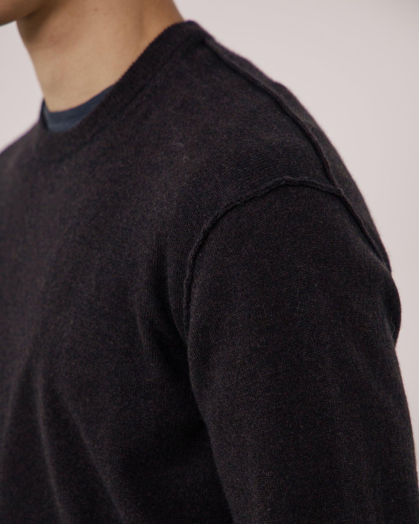 Pull Homme en Laine & Cachemire Marron Crew