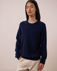 Pull Homme en Laine & Cachemire Bleu Marine Crew