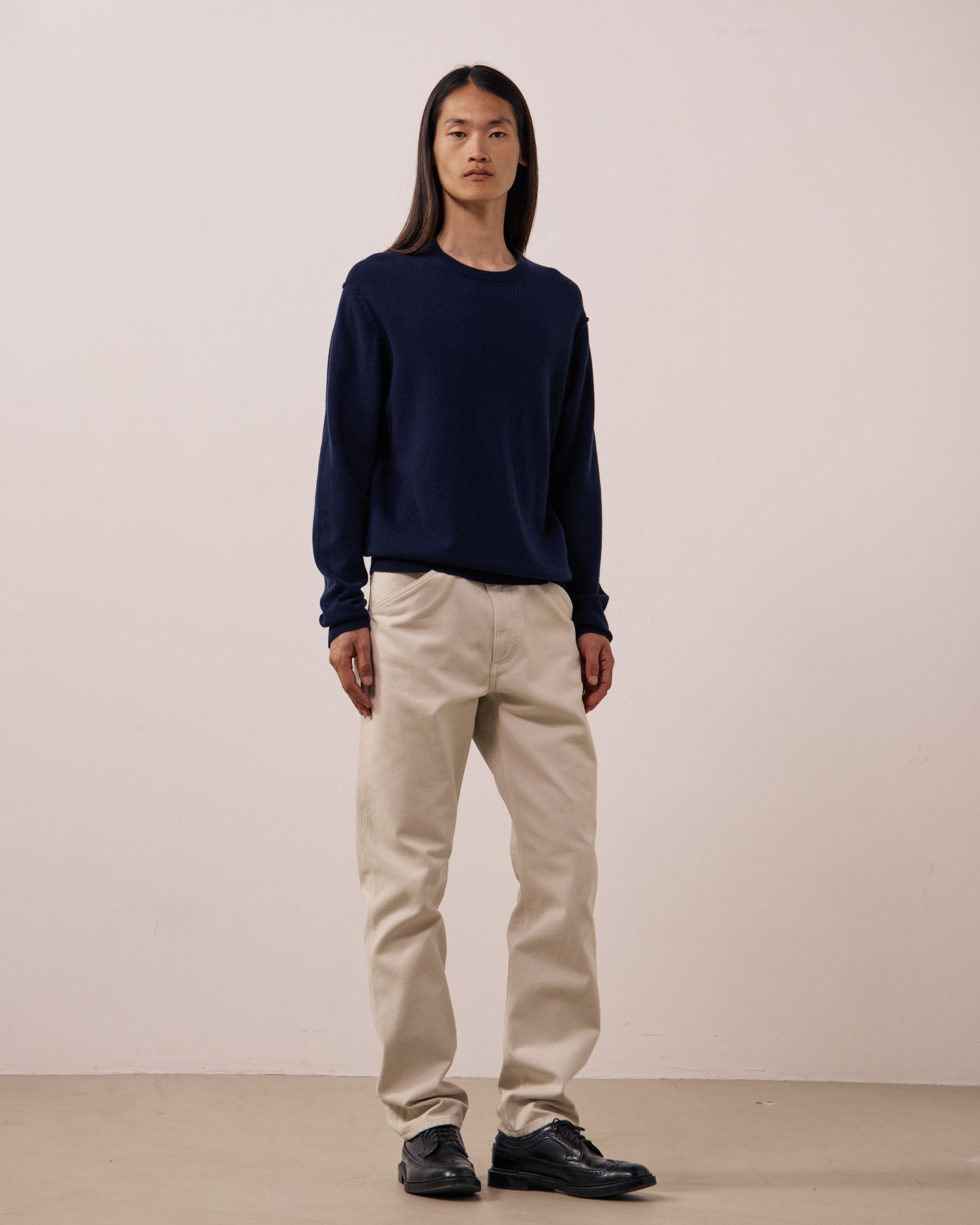 Pull Homme en Laine & Cachemire Bleu Marine Crew