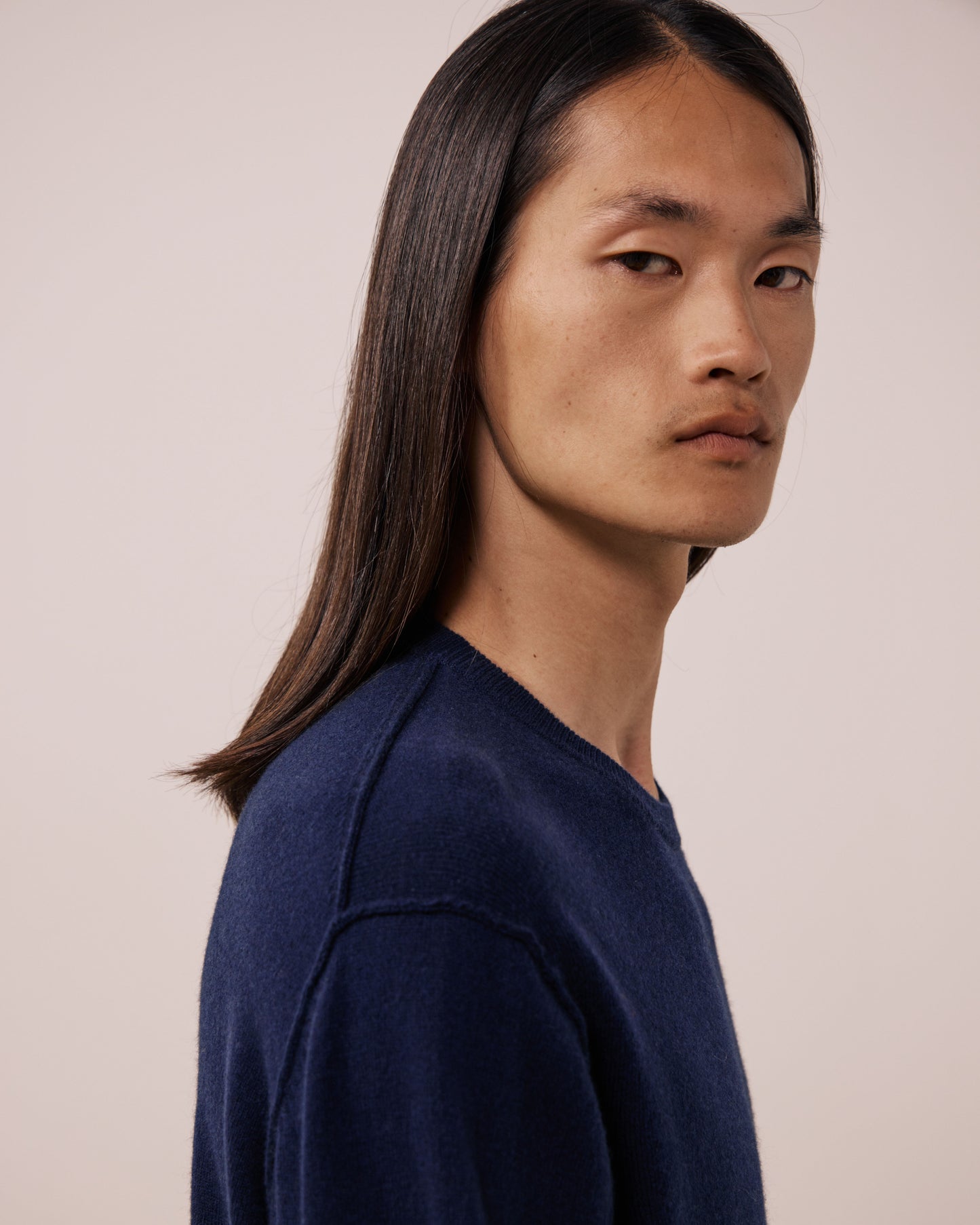 Pull Homme en Laine & Cachemire Bleu Marine Crew