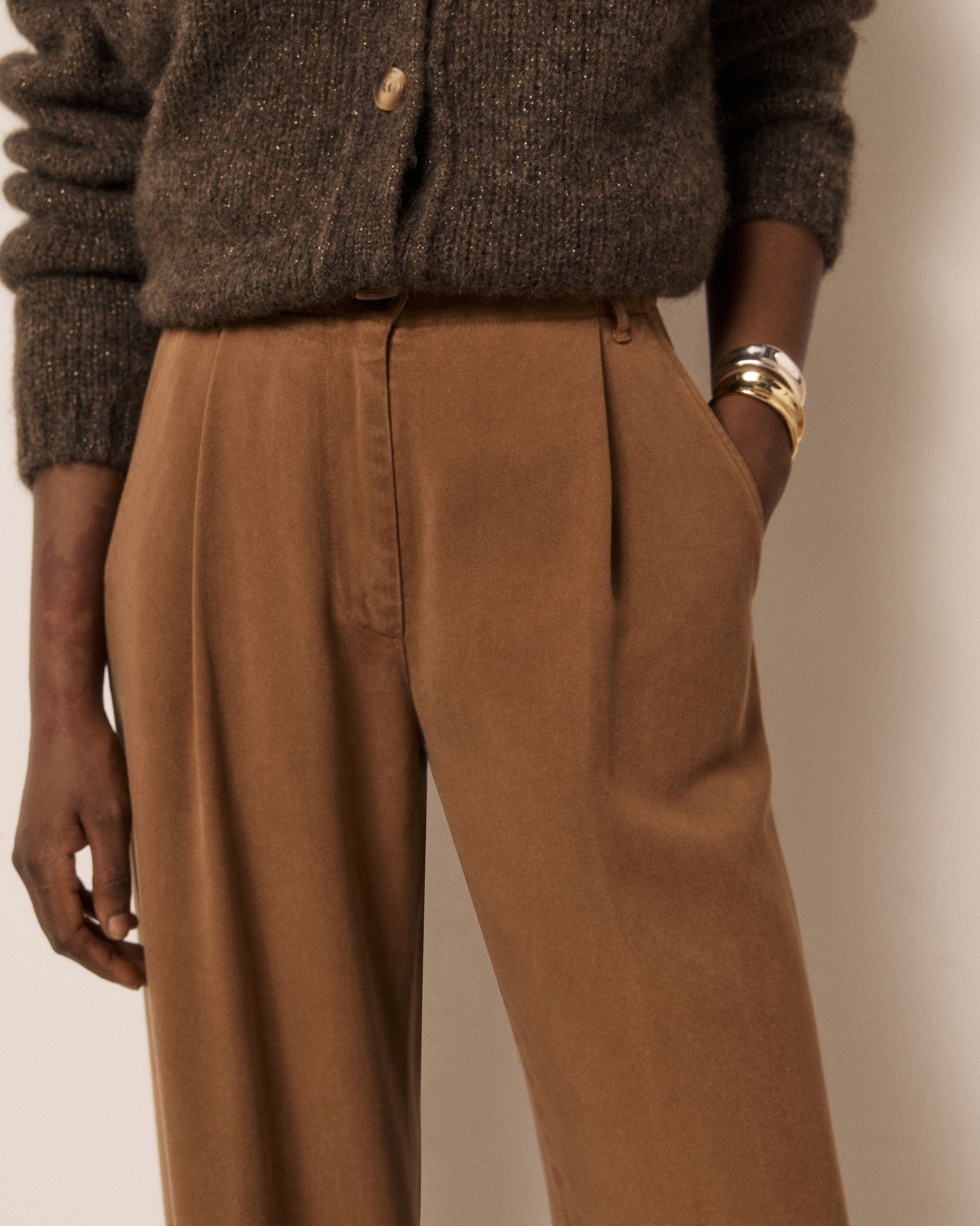Pantalon Femme en Tencel Cognac Paradise