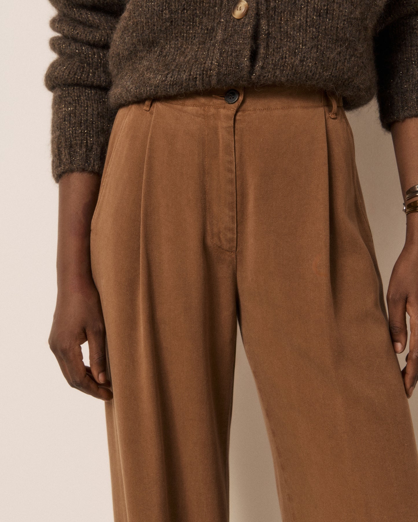 Pantalon Femme en Tencel Cognac Paradise