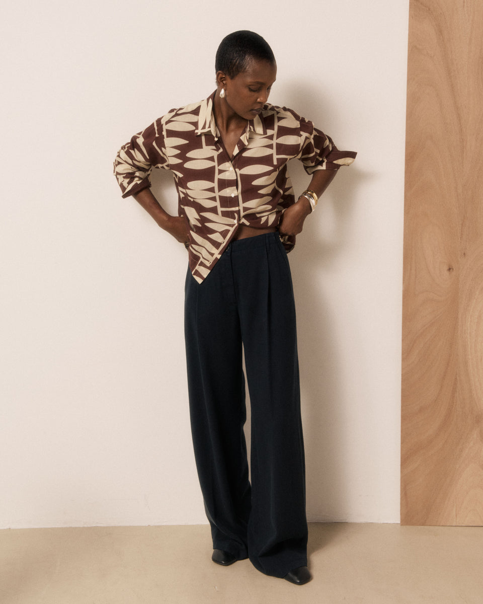 Pantalones de pana azul medianoche para mujer Paradise - Image principale