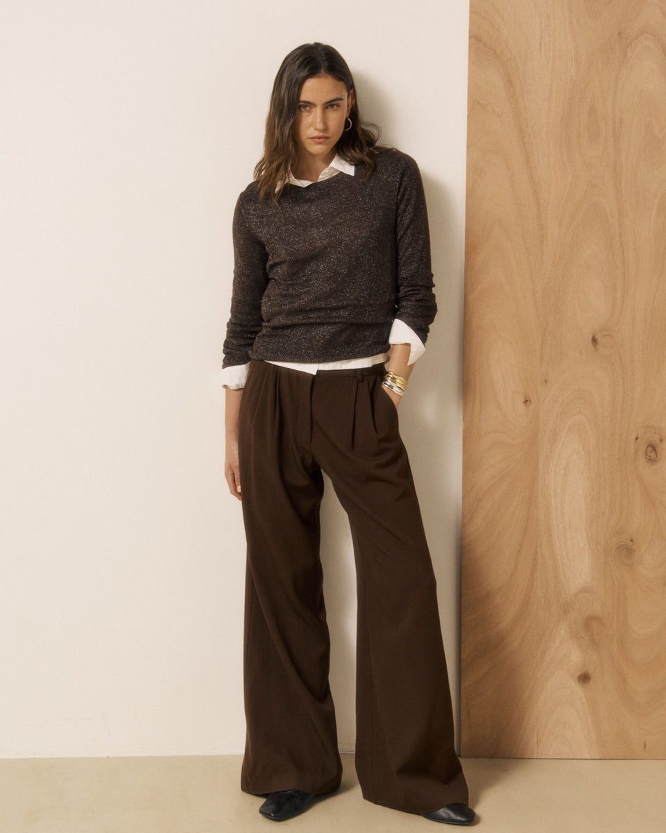 Passion Women's Brown Extra-Fine Virgin Wool Pants - Image principale
