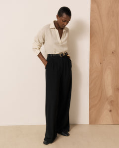 Pantalon Femme en Crêpe Noir Passion